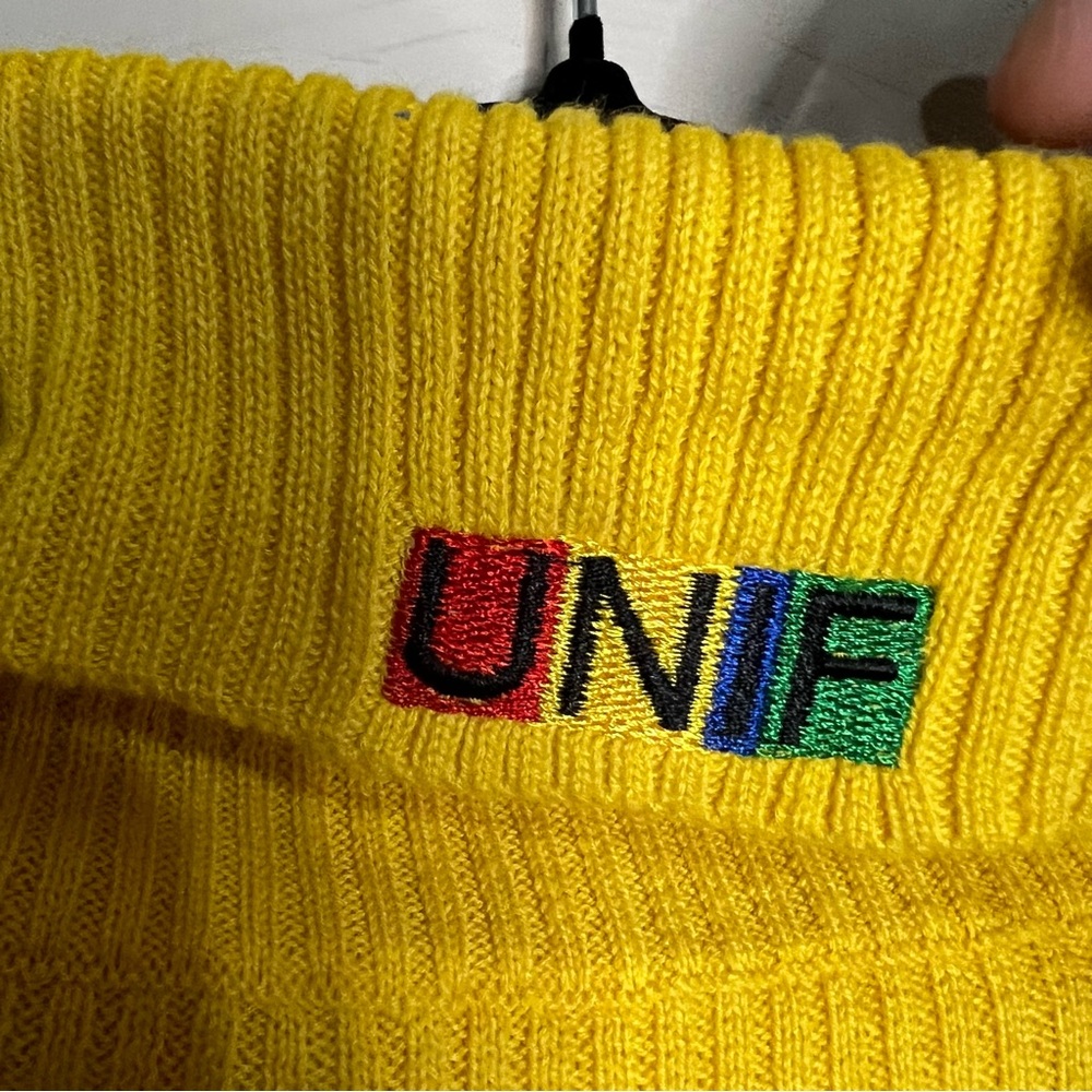 UNIF Vibrant Yellow Ribbed‎ Knit Fitted Mini Dress - Picture 7 of 10
